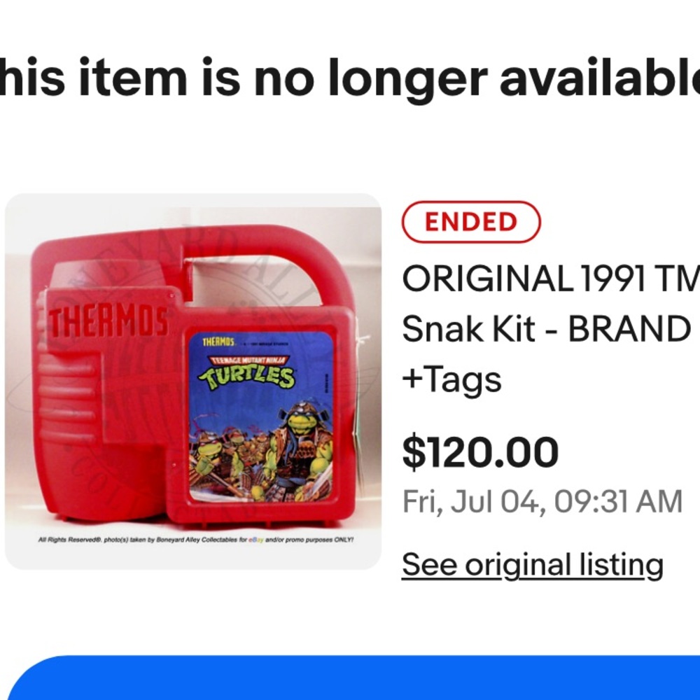 Vintage Teenage Mutant Ninja Turtles lunchbox with thermos and plastic box - Picture 11 of 13